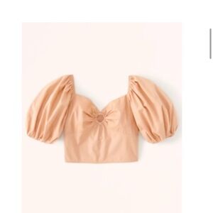 Abercrombie Poplin Puff Sleeve Crop Top